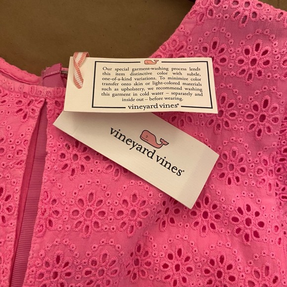 Vineyard Vines Allamanda Floral Eyelet Dress Pink Wave Size 2 Flutter Sleeve New - Picture 6 of 10